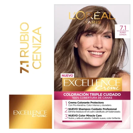 L'Oréal París Excellence Creme Tintura Permanente 71 Rubio Ceniza x 47 g