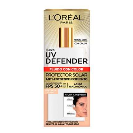 Loreal Protector Solar Diario Uv Defender Fluido Invisible Tono Claro FPS 50+ 40g