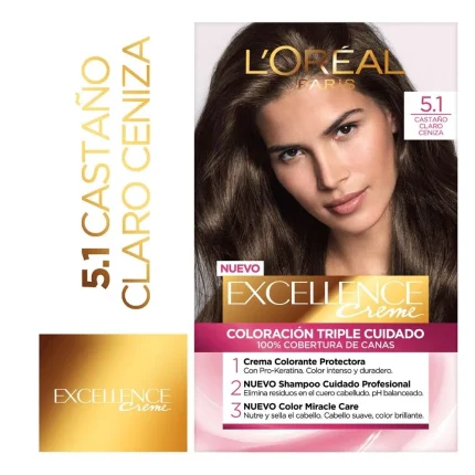 L'Oréal Paris Excellence Creme Tintura Permanente 5.1 Castaño Claro Ceniza 47 g