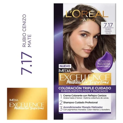 Loreal Excellence Matizador Supreme 7.17 Rubio Cenizo Mate