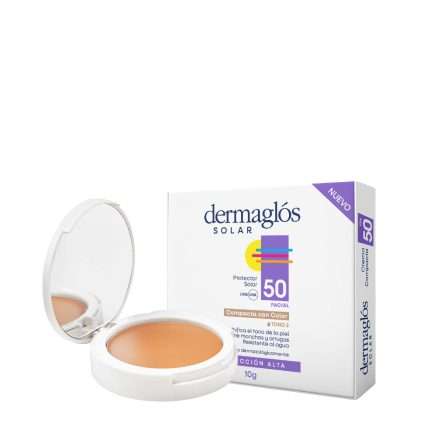 Dermaglós Solar Protector Solar Facial Crema Compacta Fps 50 con Color Tono 2