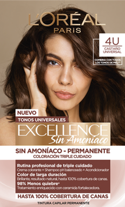 Excellence Kit Tintura Permanente Sin Amoniaco 4 Castaño